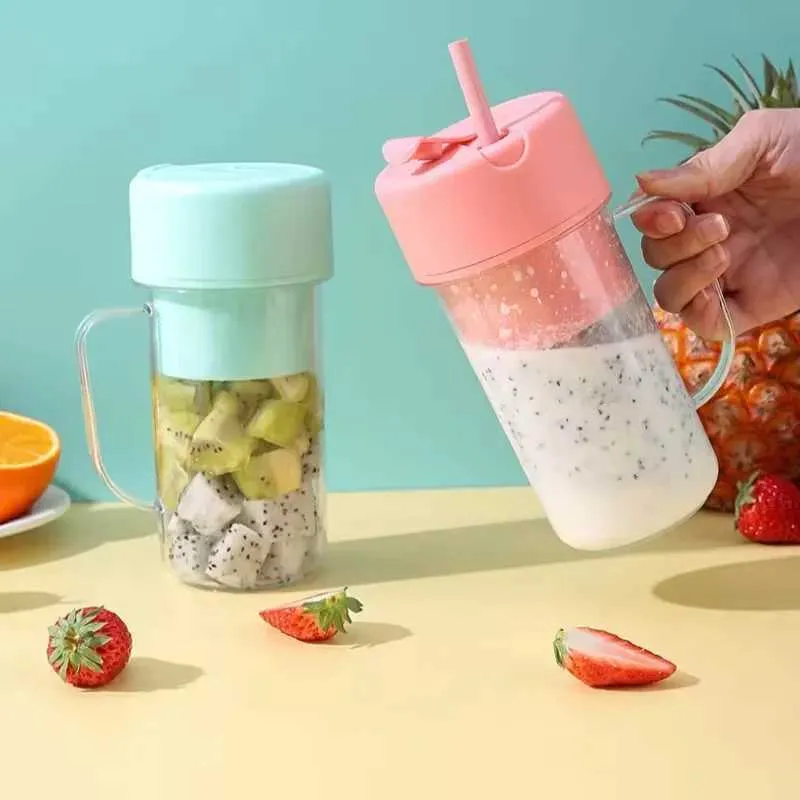 Electric Juicer Portable with Straw Mixer Mini Mul...