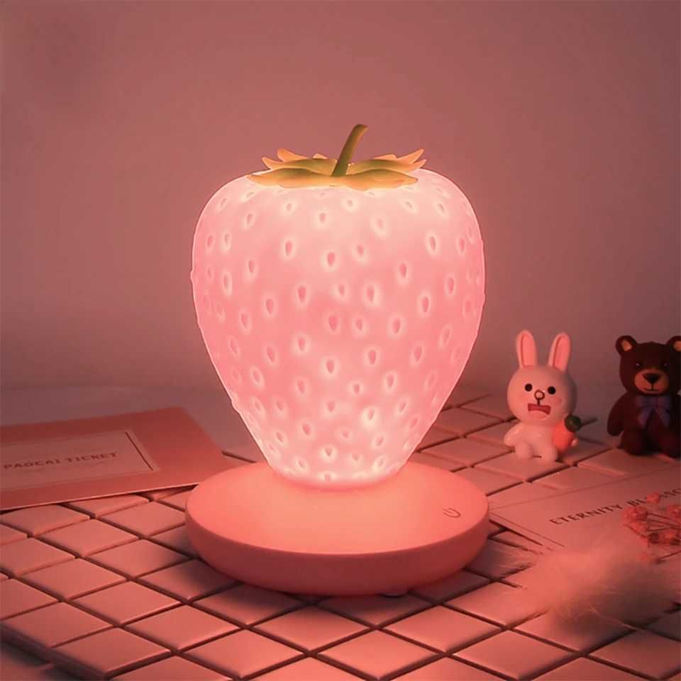 LED Strawberry Lamp Bedroom Silicone Touch-Sensor ...