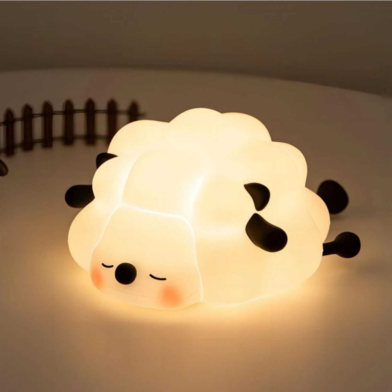 Cute Silicone Night Lights Sheep Cartoon Bedroom L...