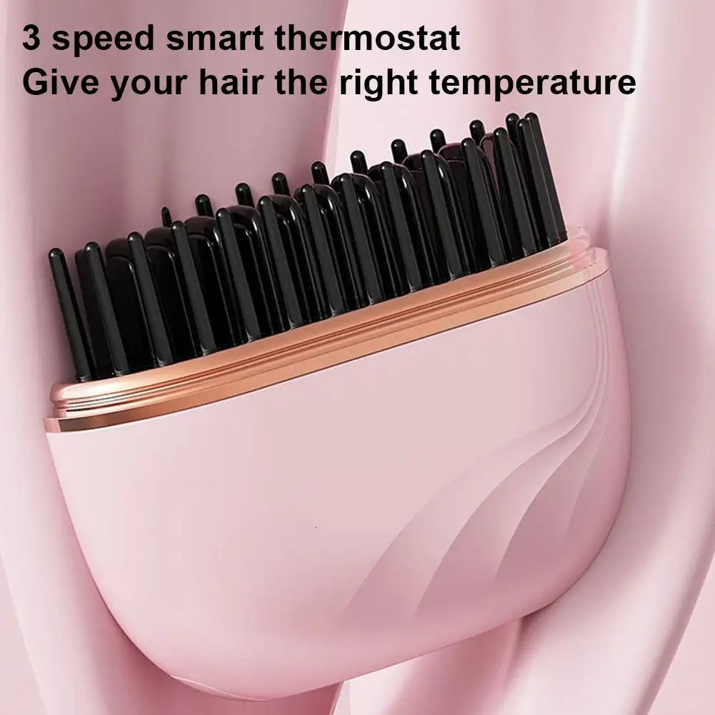 Electric Heating Hair Straightener Brush Portable Mini 3 Temperature Comb Scald