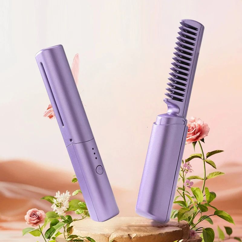 Hair Straightener Curler Charging Wet Dry Electric Heating Comb Hair