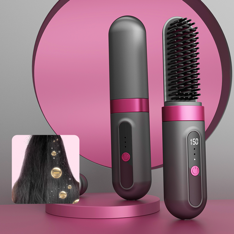 Wireless Hair Straightener Portable Cordless Hair Straightener Brush Electric Hot Comb
