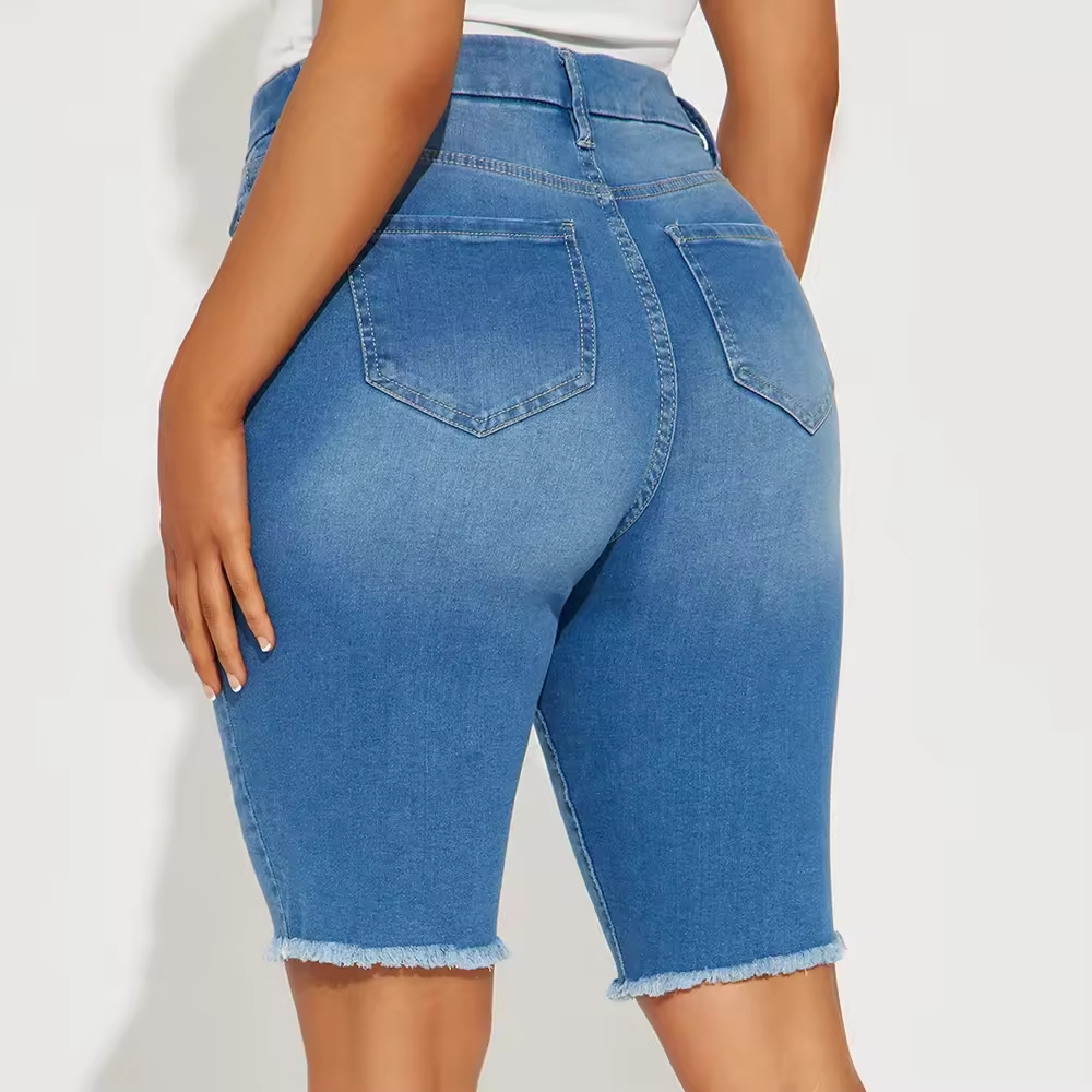 High Quality Fashion Sexy Medium Waist Ripped Shor...
