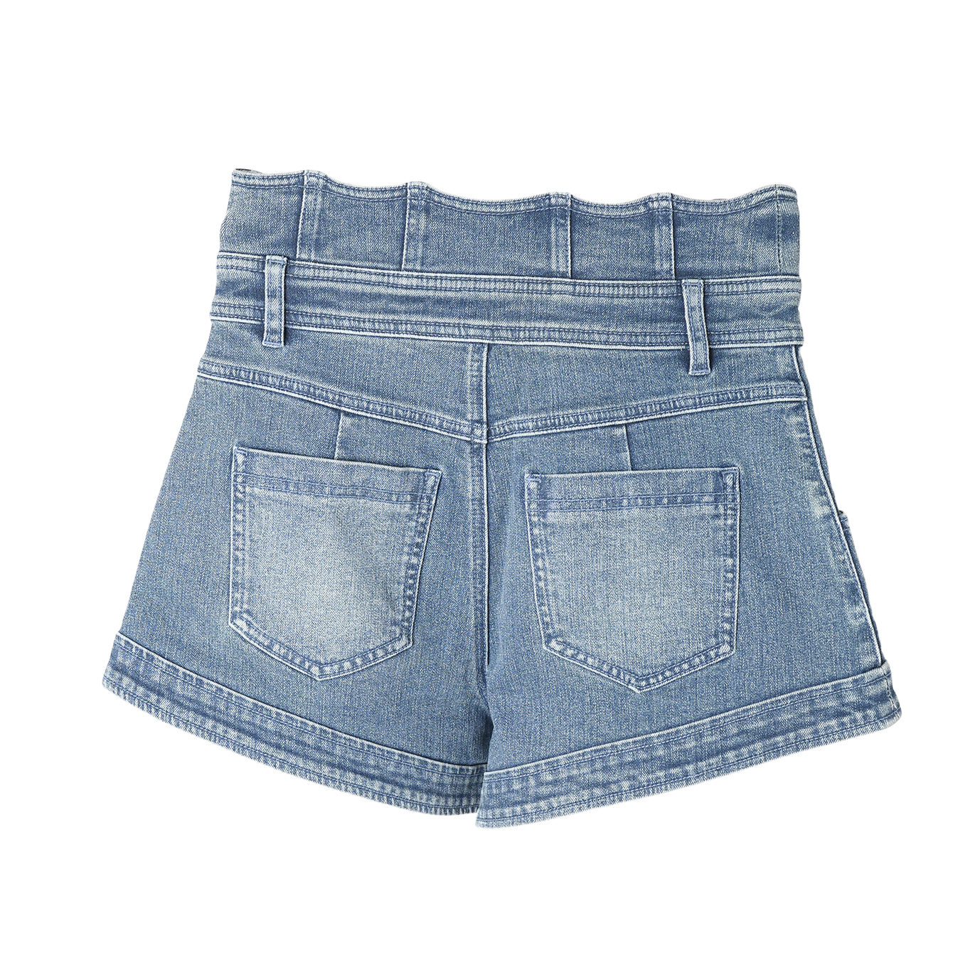 Women's Vintage Washed Denim Shorts - High Waist P...