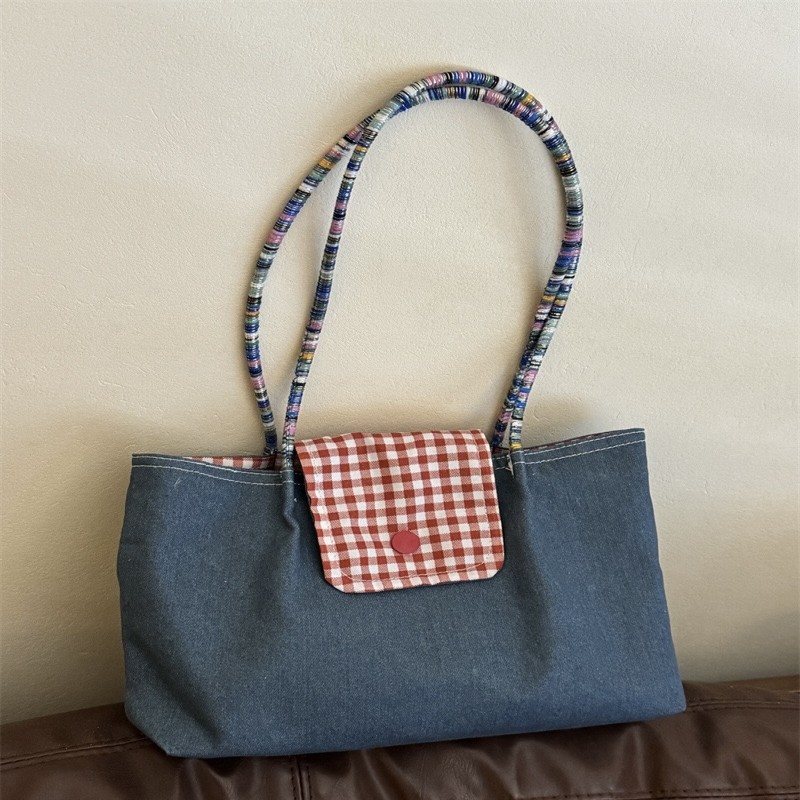 Large-capacity Denim Shoulder & Handbag Canvas Bag Vintage Casual Tote Bag