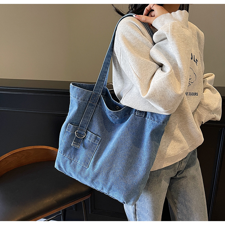 Fashionable Casual Denim Tote Bag Simple Lazy Style