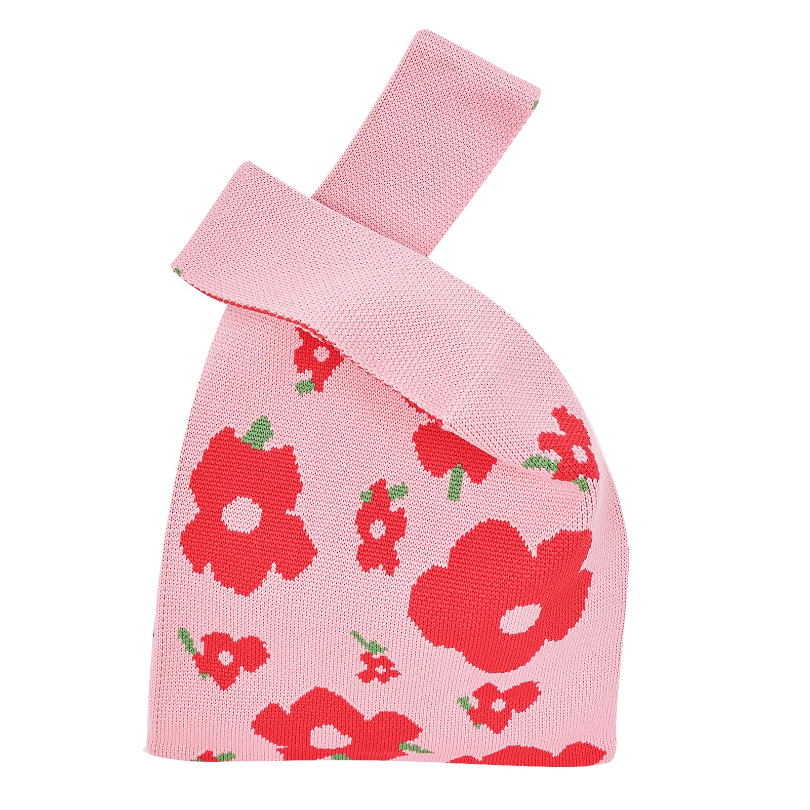 Eco-Friendly Wrist Knot Tote Bag Pouch Portable Knit Purse Crochet Mini Wristlet Handbag For Women