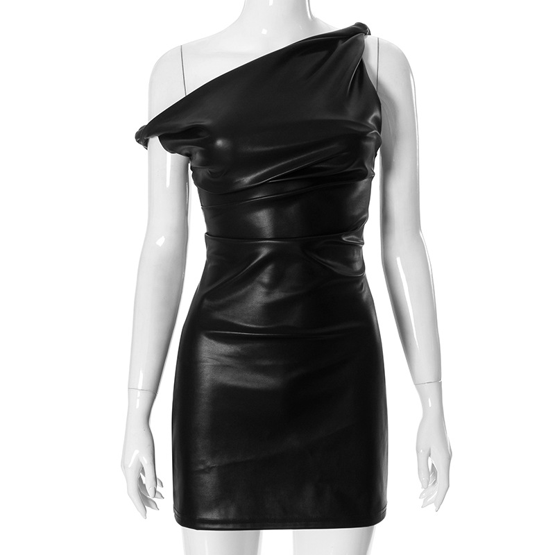 High Quality One Shoulder Sexy Leather Women's Sho...