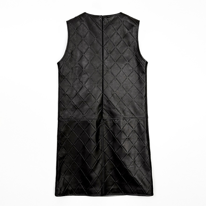 High Quality Leather Dresses Genuine Sheepskin Leather Vest Dress For Women