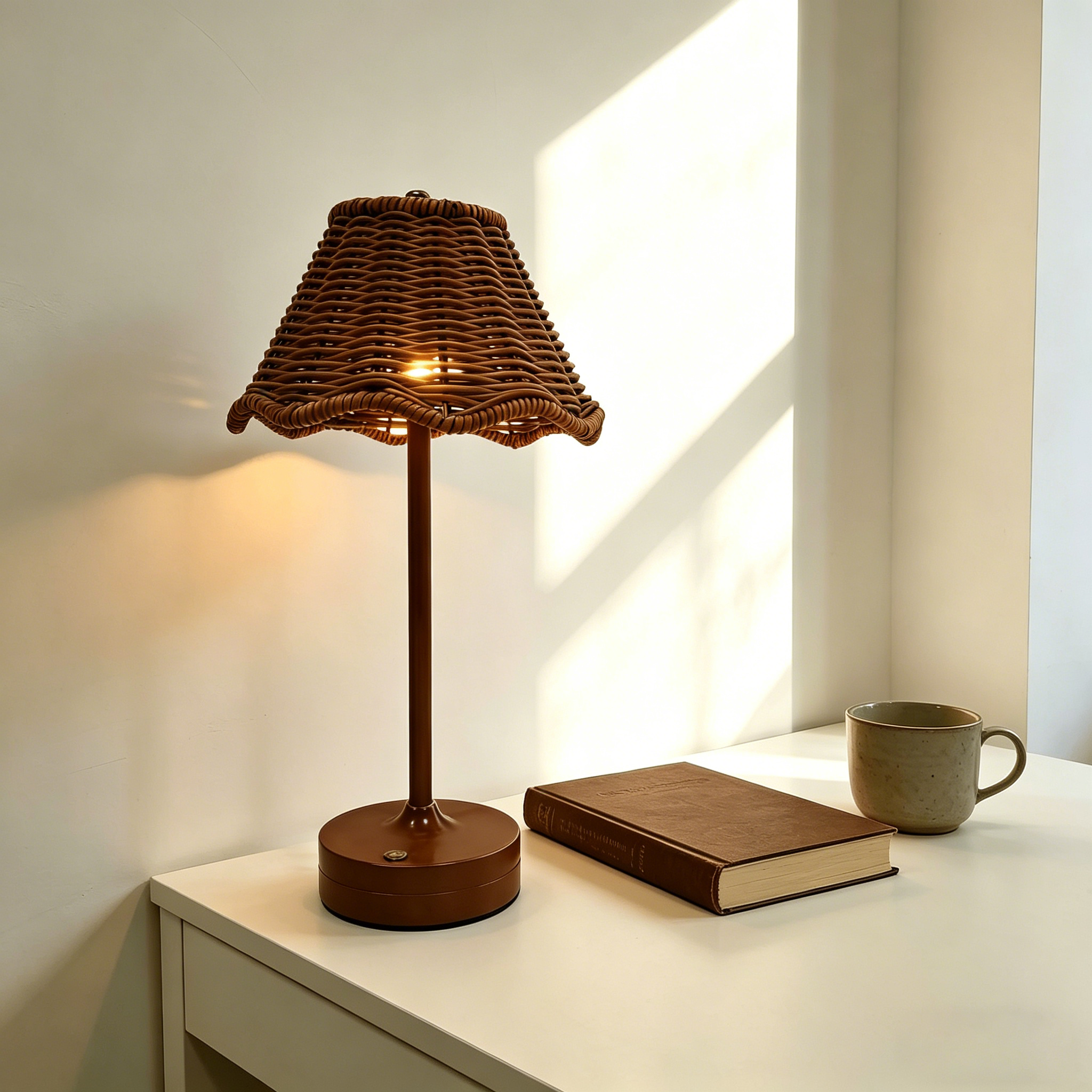 LED Rechargeable 5V Rattan Weave Modern Ambient Table Lamp Desk Lamp For Living Room Bedroom Home Decor