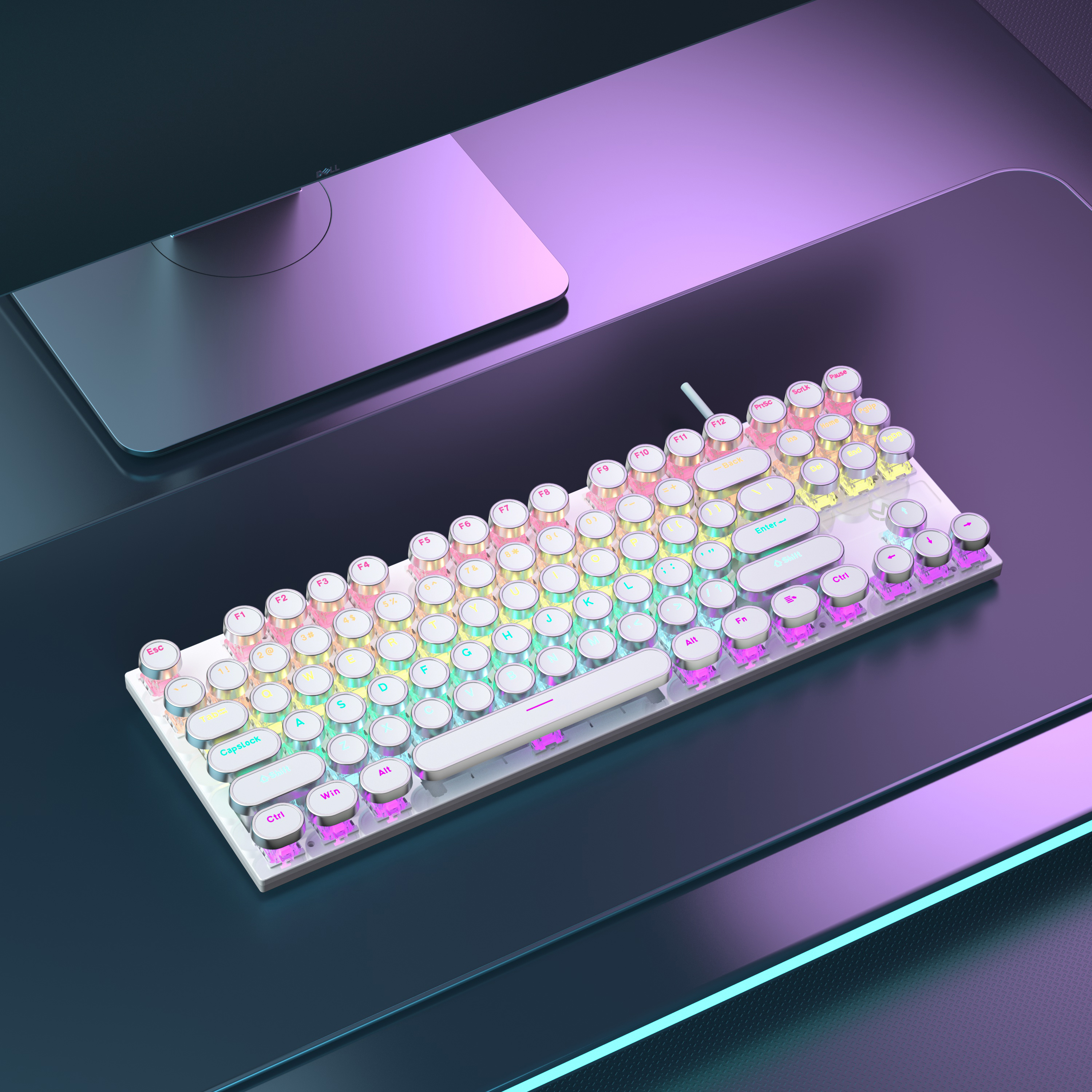 Punk Mechanical Keyboard Wired Type-C Rainbow LED/ RGB LED