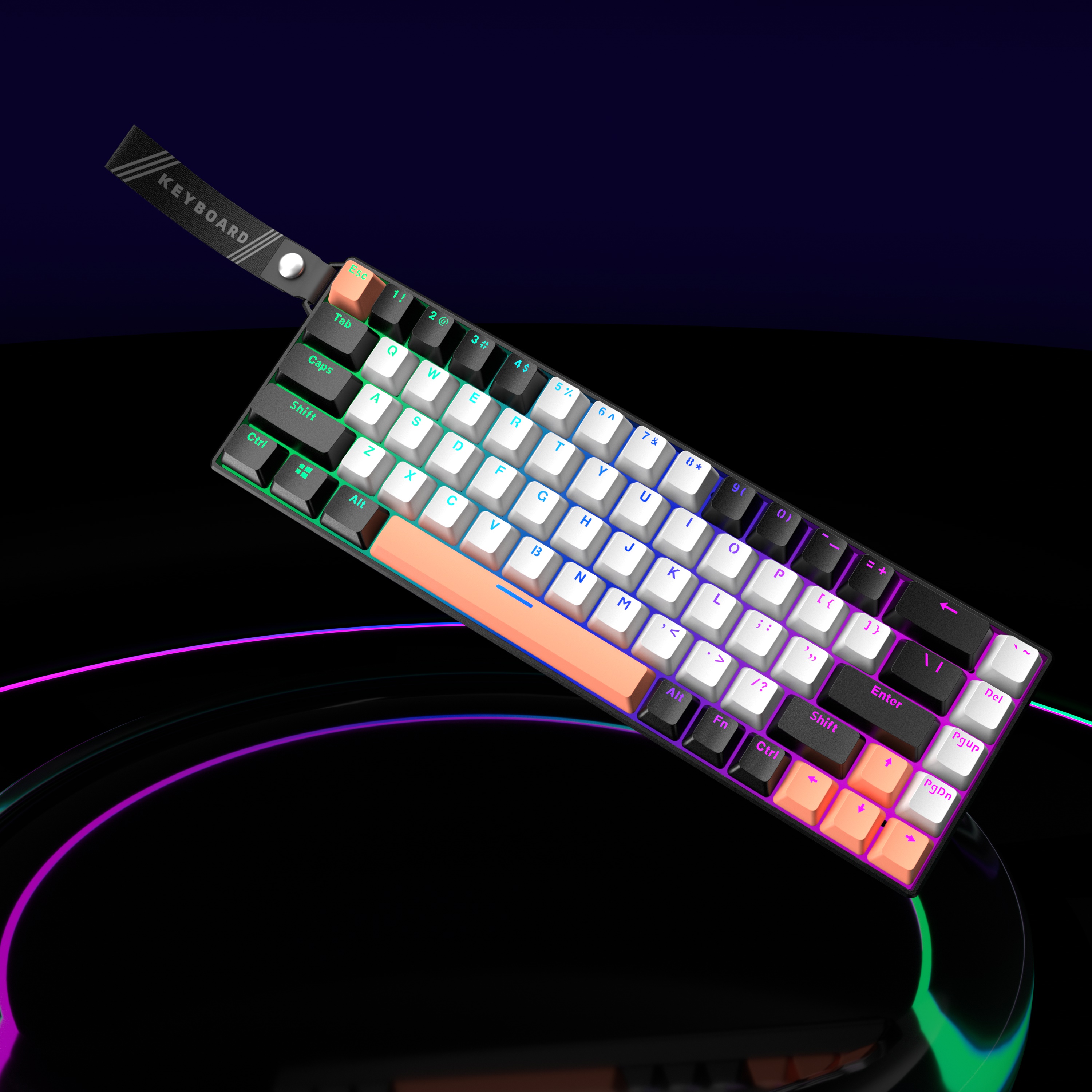 Low-Profile Mechanical Gaming Keyboard with RGB Flow Lighting USB-C Port