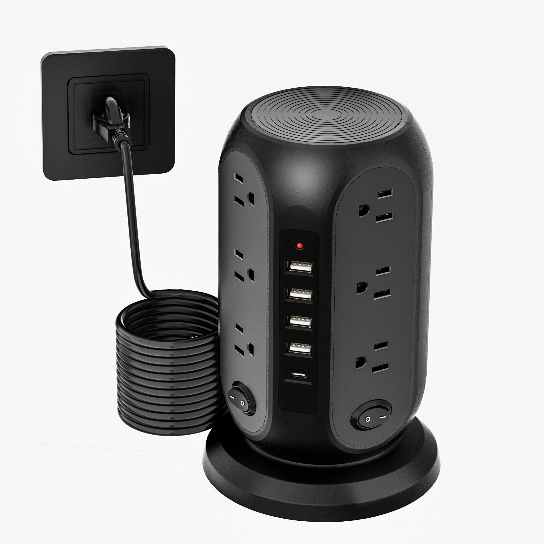 12-Way Power Strip 4 USB 1 Type-C Ports  Surge Protector Power Socket USB Extension Cable Adapters Plug