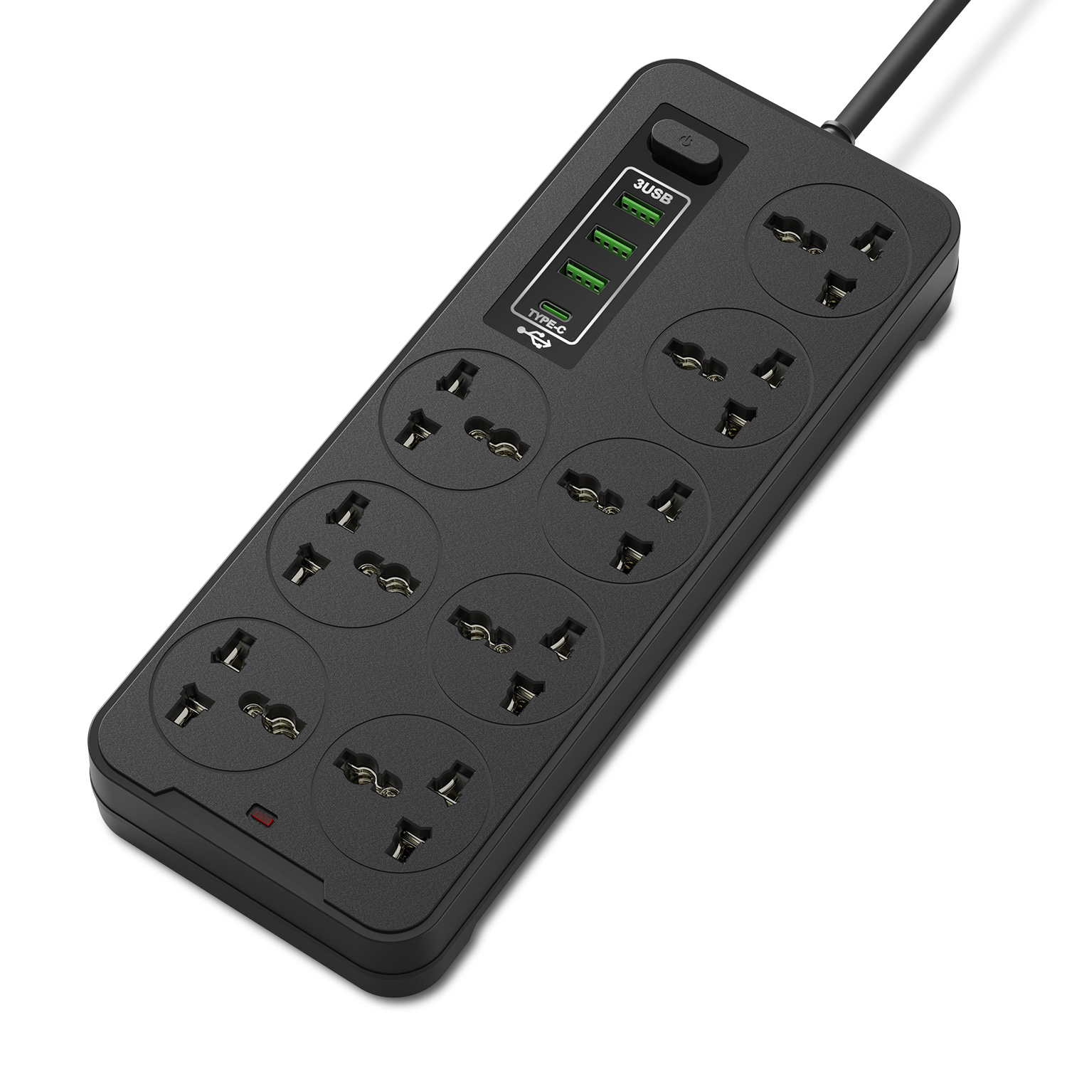 Global Universal Socket Power Strip with Multiple Outlets with a 2M Extension Cord
