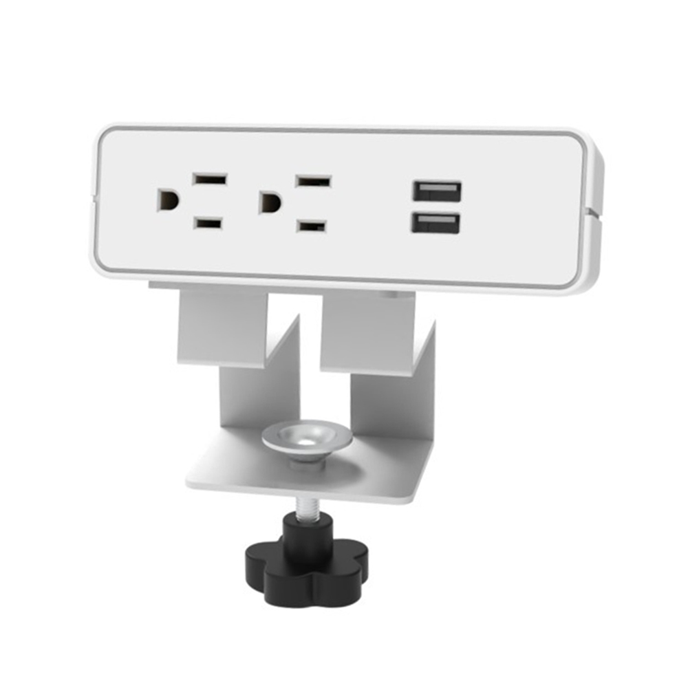 Office Tabletop Socket Power Strip with USB and Surge Protection 2 Outlets