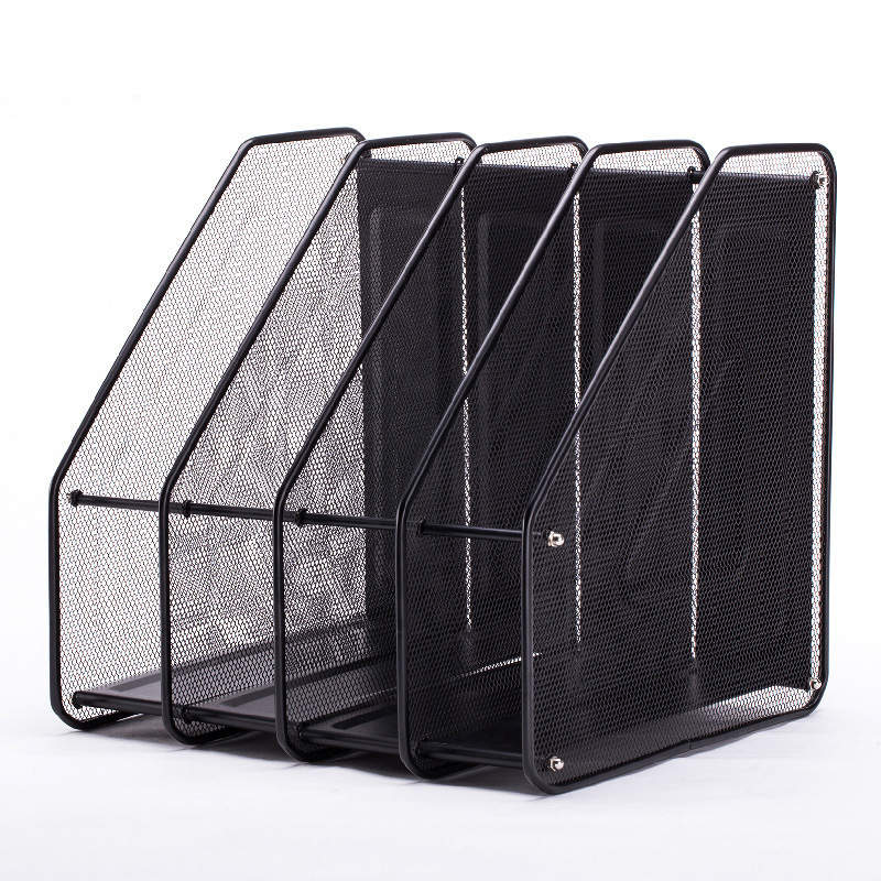 Wire Mesh 4-Tier Desk Document Holder Magazine Rack Vertical File Sorter for Office