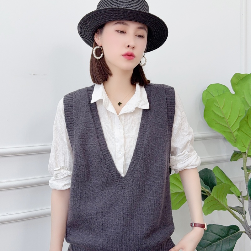 Casual Vest Sleeveless 100% Wool Sweater ...