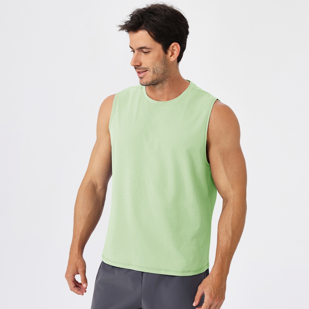 Men's Solid Quick Dry Running Fitness Sleeveless Vest Loose Breathable Antibacterial Sun Protective 220g Polyester Tank Top