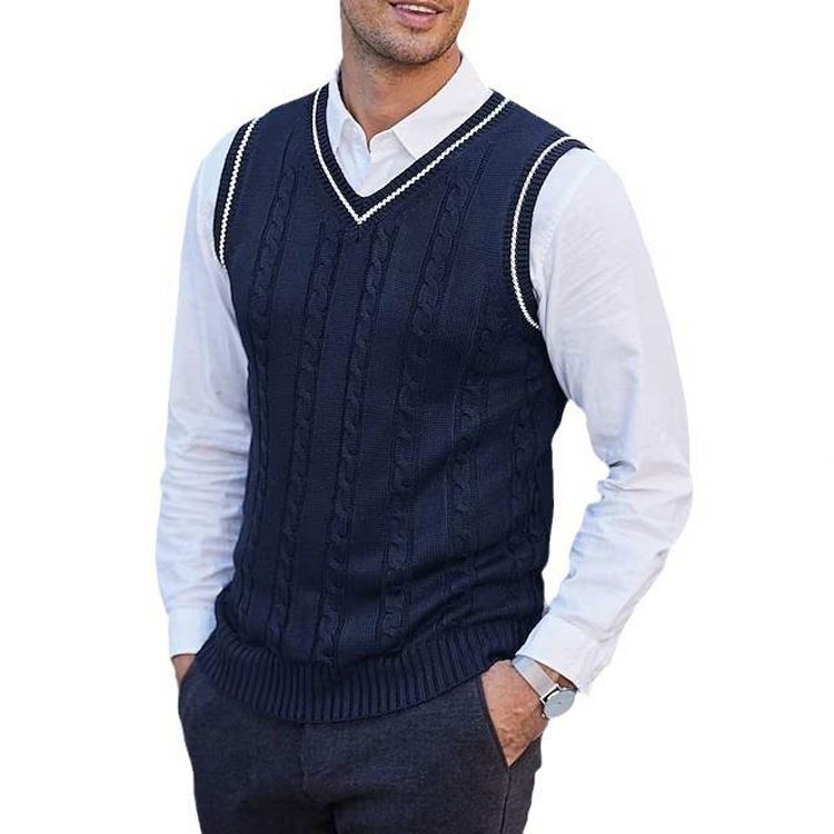 Vintage Men Sleeveless Fashion Vest Sweater