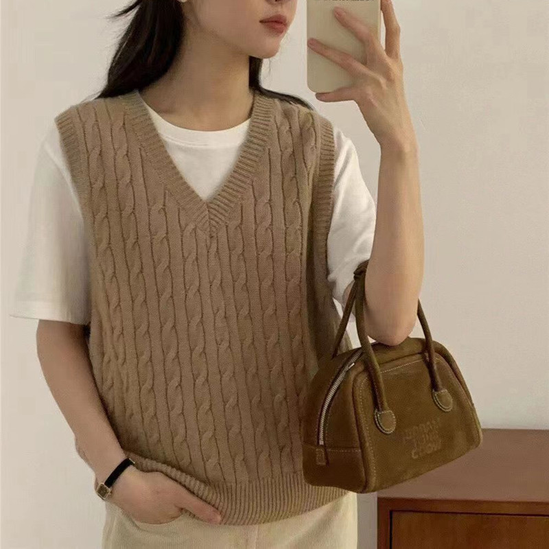 Women's V-Neck Vest Outer Layer Layered Pullover S...