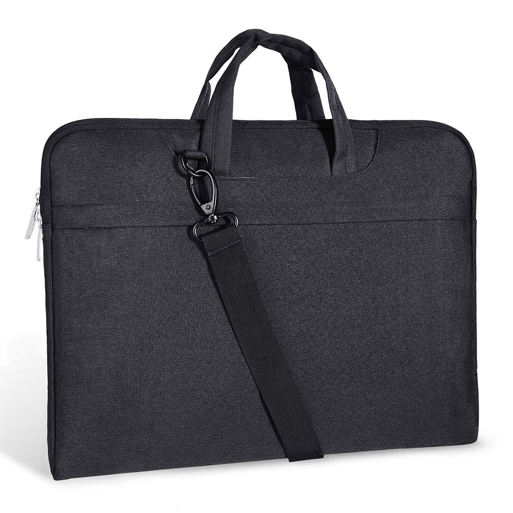 Padded Shoulder Strap Laptop Bags Multiple Spacious Storage Pockets Polyester Fabric Lightweight Bag