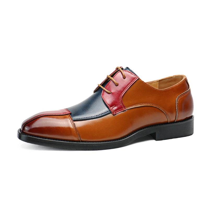 Men's Business Shoes Cowhide Dress Shoes Lacing Breathable Leather Shoes