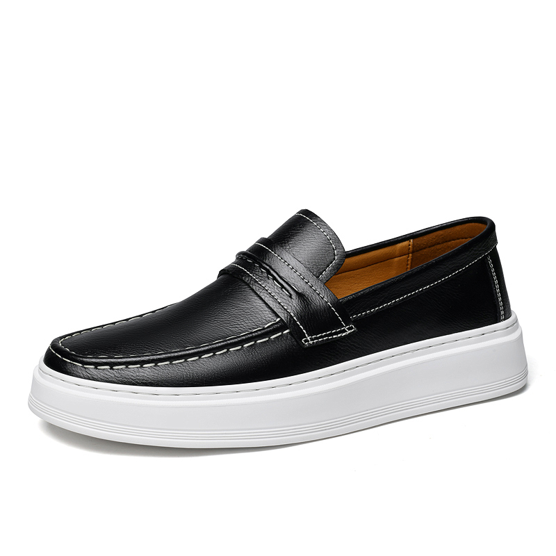 Stylish Loafers Comfortable Flats Casual Shoes Men Genuine Leather Slip-On Leather Shoes