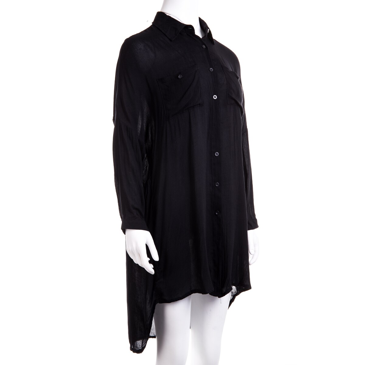 Women Summer Long Sleeve Shirts Fashion Black White Long Loose Blouse 