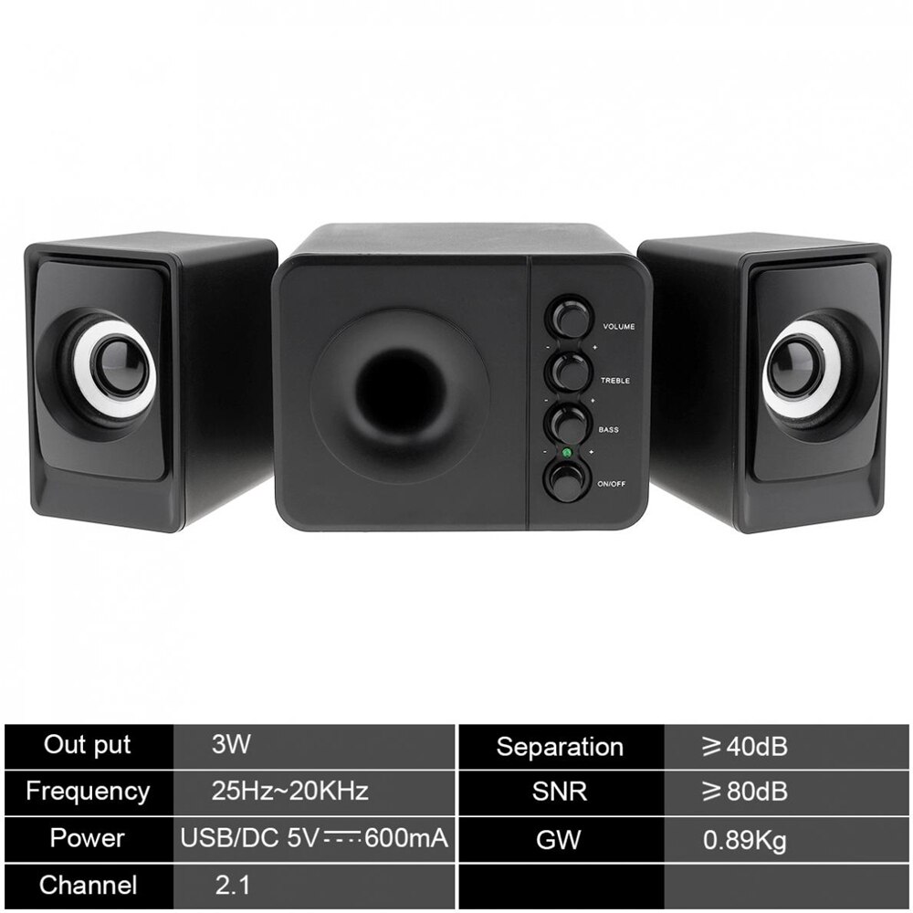 Computer Speaker Mobile Phone Laptop Small Stereo Desktop Mini USB2 1 