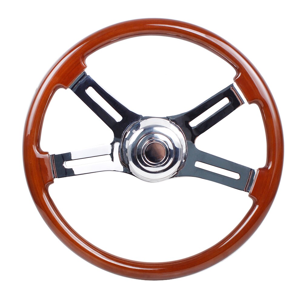 RASTP Great Truck Wooden 455mm Classic Steering Wheel 3 Electroplated 