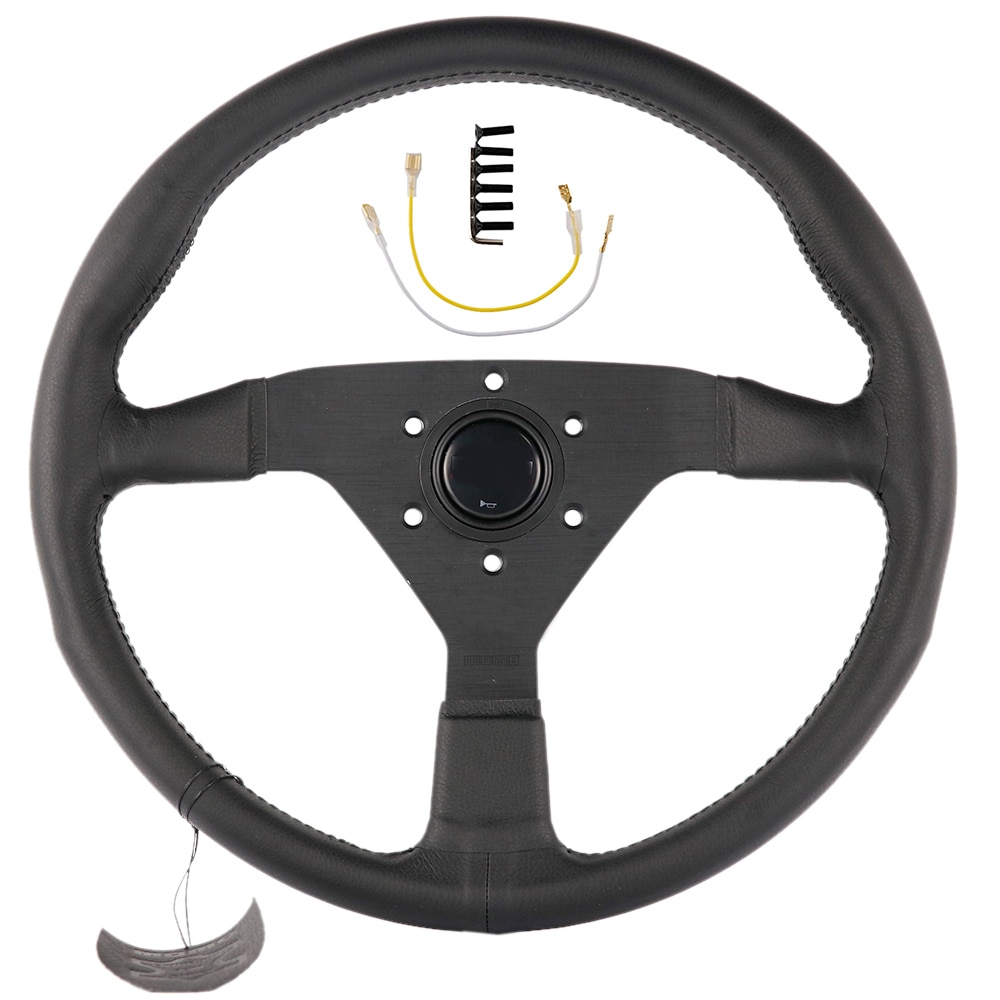 14inch/350mm For Italy Black Genuine Leather Drift Sport Steering Wheel