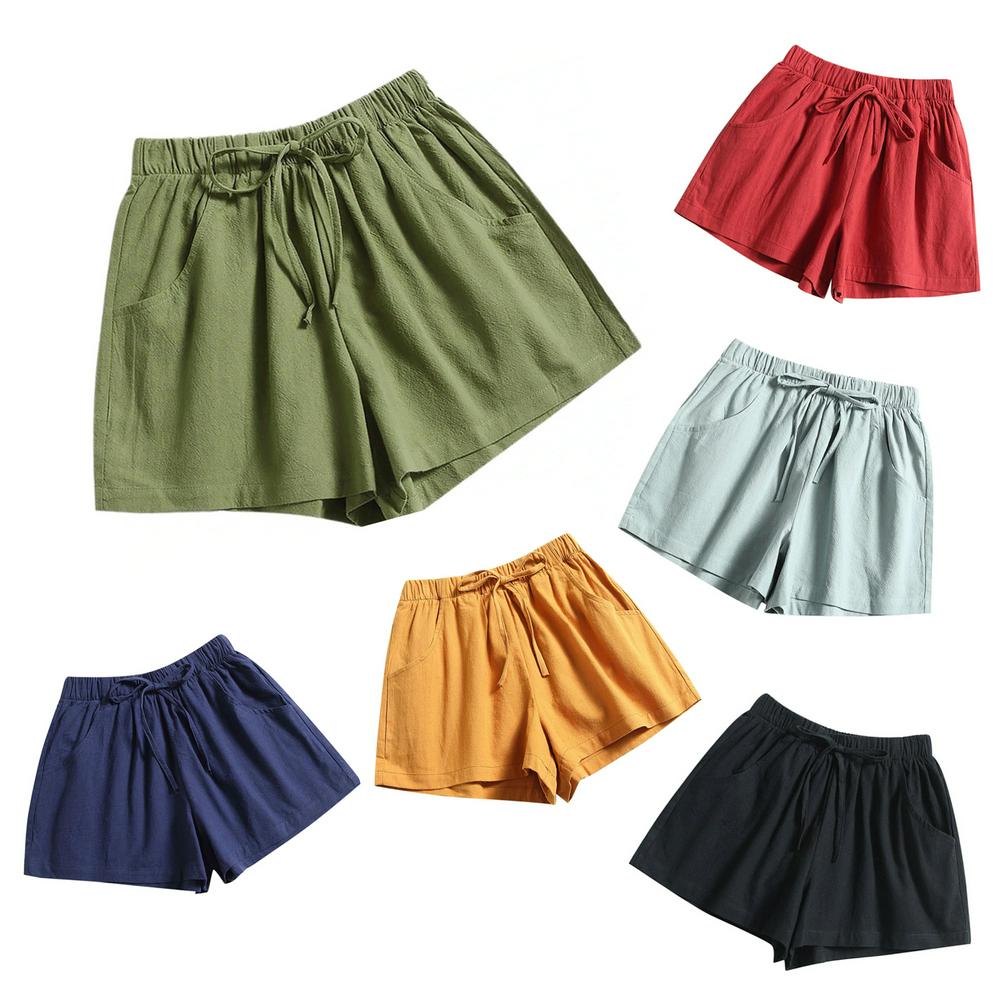 Women Summer Flax Shorts Cotton And Linen Trousers...