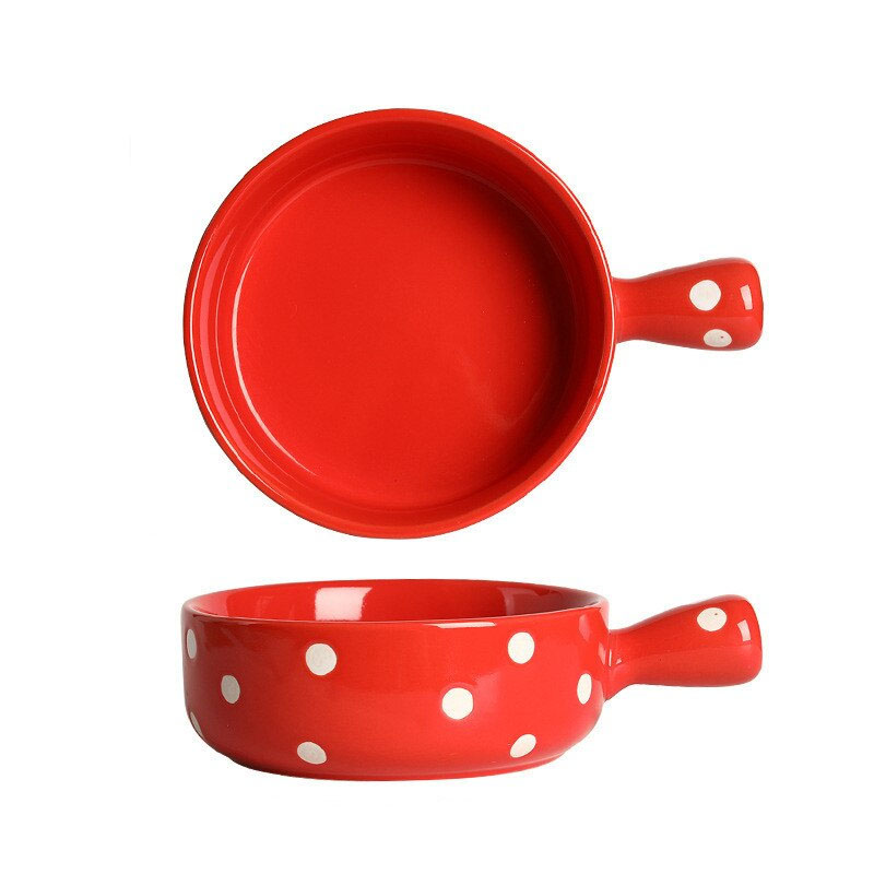 470ml Creative Ceramic Noodle Bowl with Handgrip Family Salad Bowl Home Kitchen Kawaii Food Soup Baking Rice Bowl Tableware