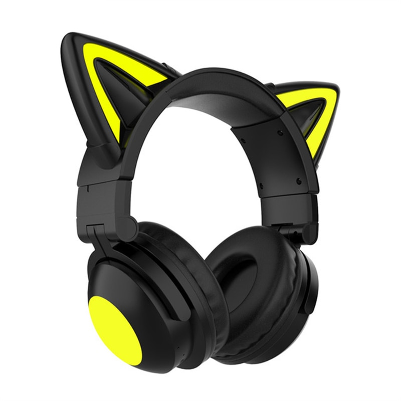 Cute Cat Ear Wireless Bluetooth Headphone 7.1 Stereo Music Gaming Earphone With Control Light Microphone