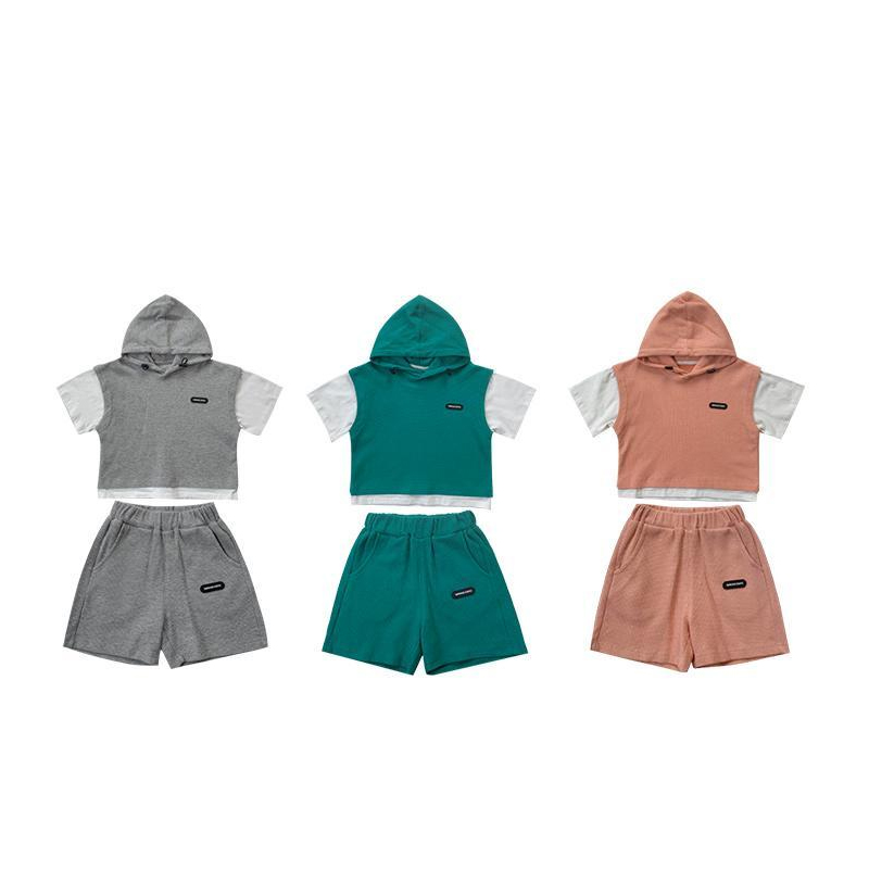 Children Clothing Sets Kids Boys Girls Clothes Short Sleeve Hooded Shirt+short Kid 2Pcs Suit Cotton Summer Baby Boy Outfit