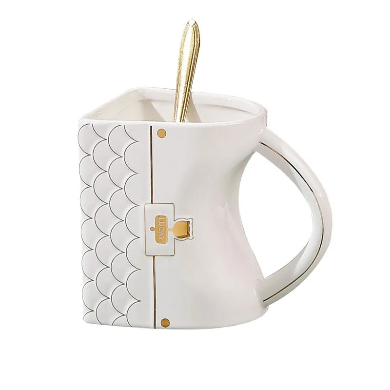 400ml Creative Handbag Shaped Ceramic Mug With Spo...