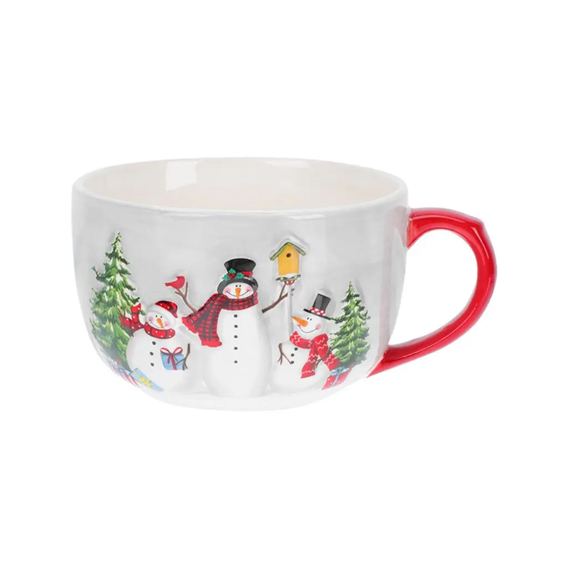 Mugs Christmas Mug Cup Camping Hot Camp Gift Cocoa Coffee Cups Cereal Water Soup Winter Breakfast Holiday Ceramic Snowman