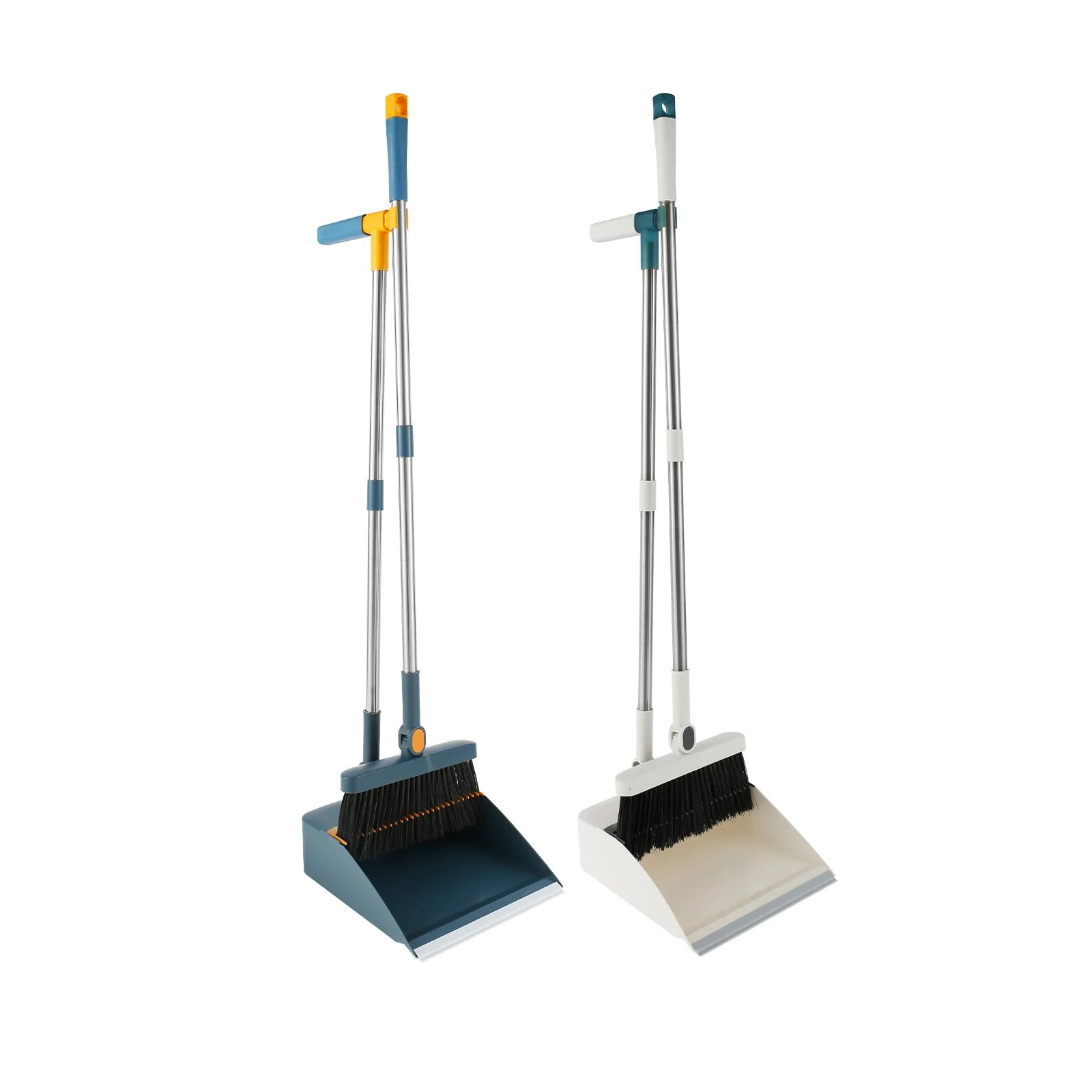 Broom and Dustpan Set with Magnetic Storage Design 180° Rotatable Dustpan and Brush Sets Upright Sweeper Dustpan Set