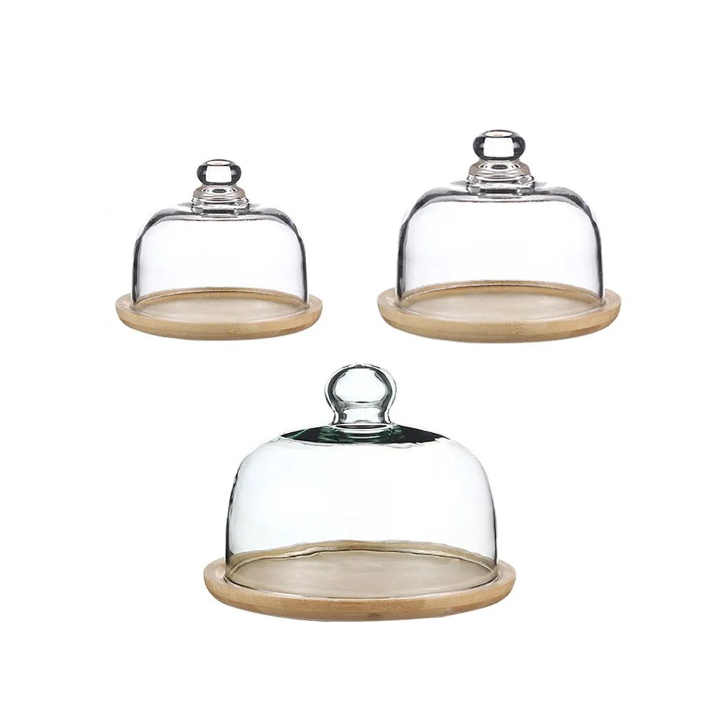 3 Pcs Cover Cake Dome Glass Platter Stand Display Cloche Serving Dessert Pastry Lid Tray Fruit Display Plate Home Kitchen Cake Tools