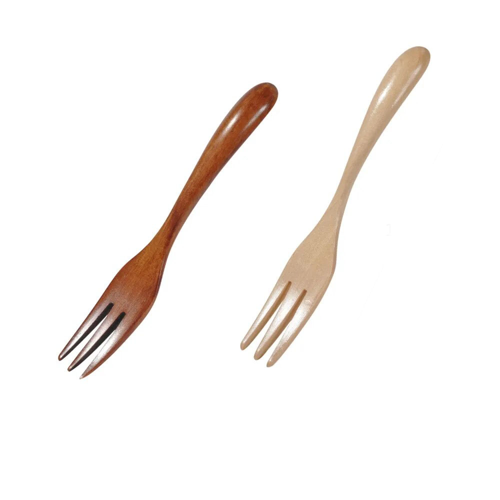 2Pcs Simple Wooden Fork Spoon Bamboo ...