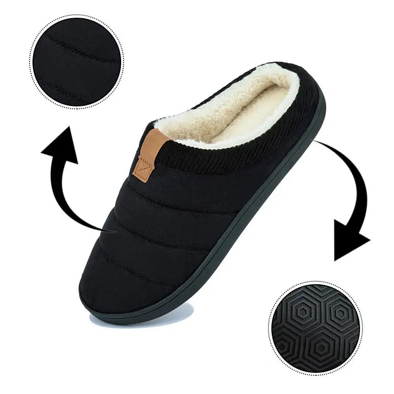 Men's Winter Slippers New Casual Warm Plush Sneake...
