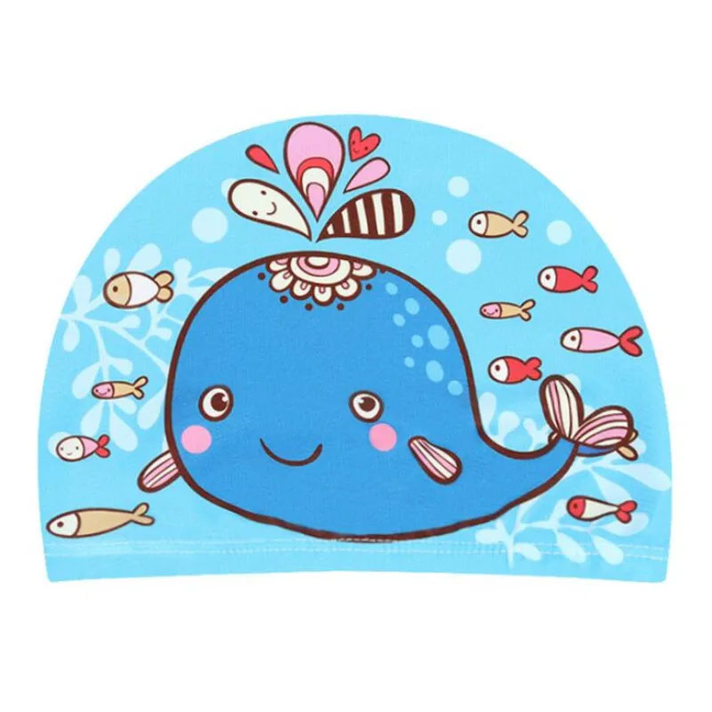 Swimming Cap for Children Elastic Fabric Cute Cartoon for Long Hair Lovely Kids Protect Ears Swim Pool Hat for Boys Girls Swim