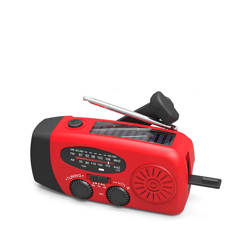 Flashlight Hand Crank Radio Receiver Solar Radio AM FM Weather Radio 1000mAh Power Bank USB Charger