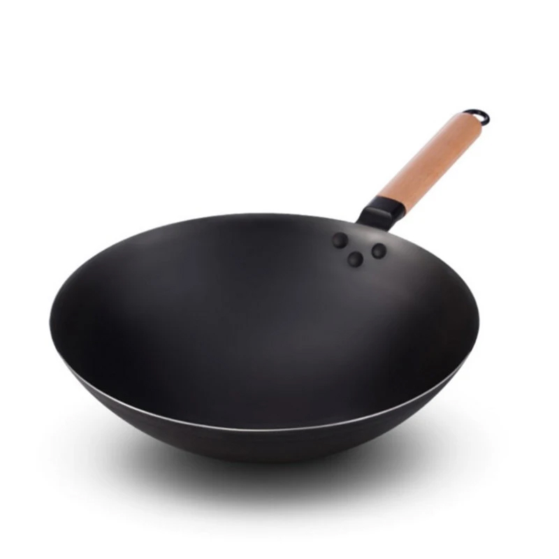 Cooking Wok Household Largepot Old-Fashioned Uncoated Non-Stick Pan Round Bottom Wok Chef Fried Wok