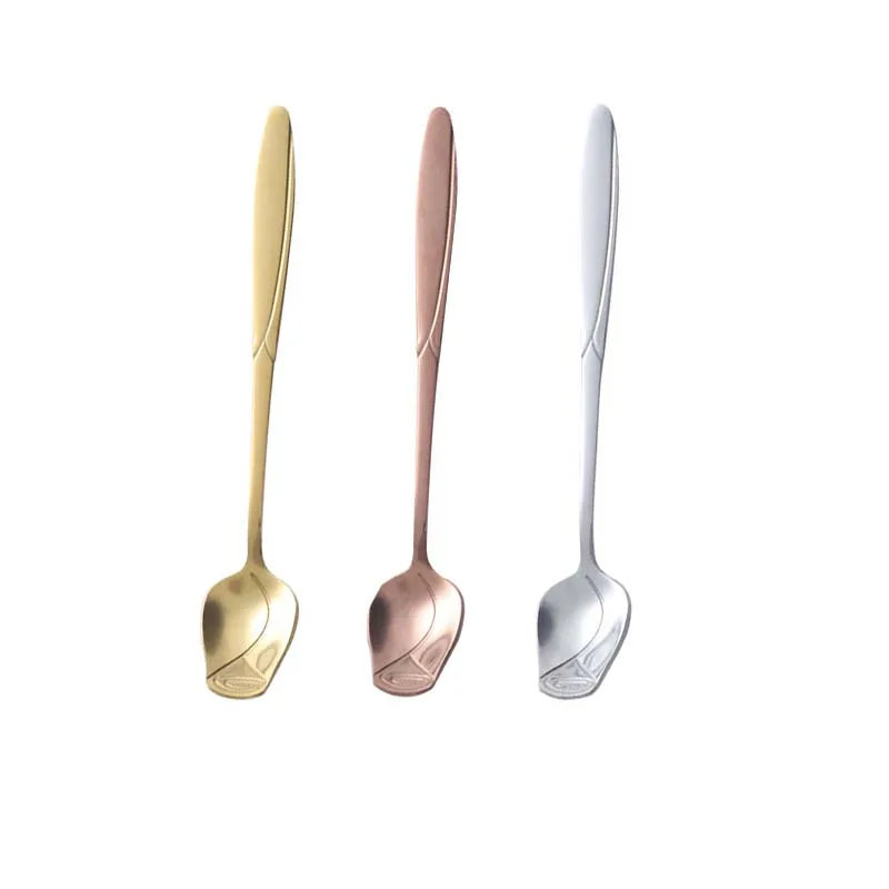 3pcs High-value Spoon Long Handle Golden Spoon Cute Teaspoon Coffee Mixing Spoon Dessert Honey Salad Drink Spoons Tableware