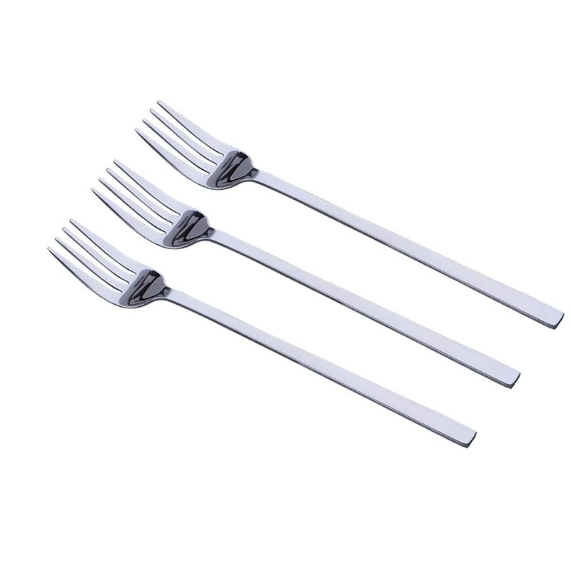 3pcs Stainless Steel Dinner Fork Long Handle Table Forks set Korean Cutlery Four Tine Salad Dessert Fruit Forks Kitchen