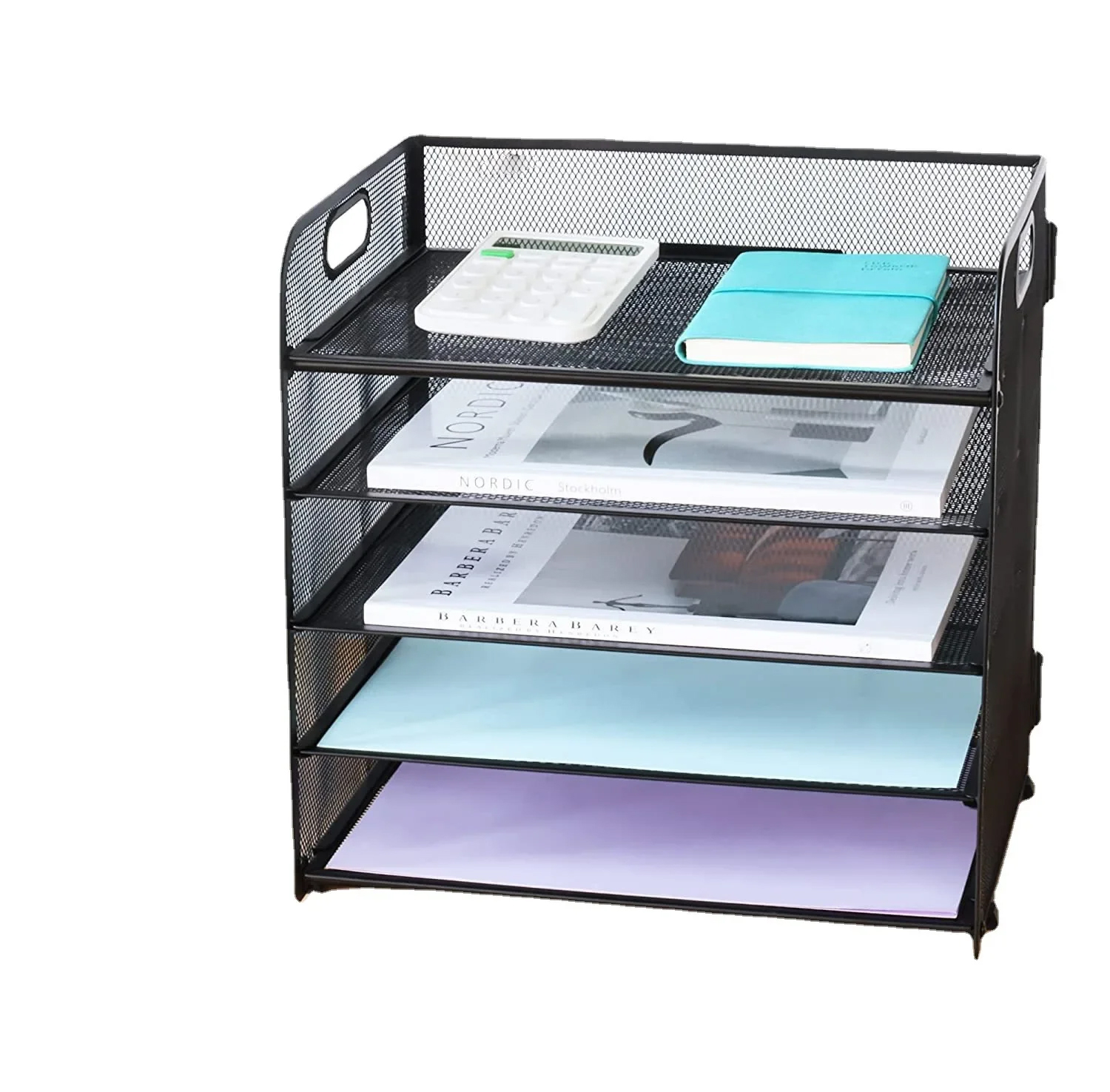 Iron Mesh File Storage Rack: Simple Office Desktop...