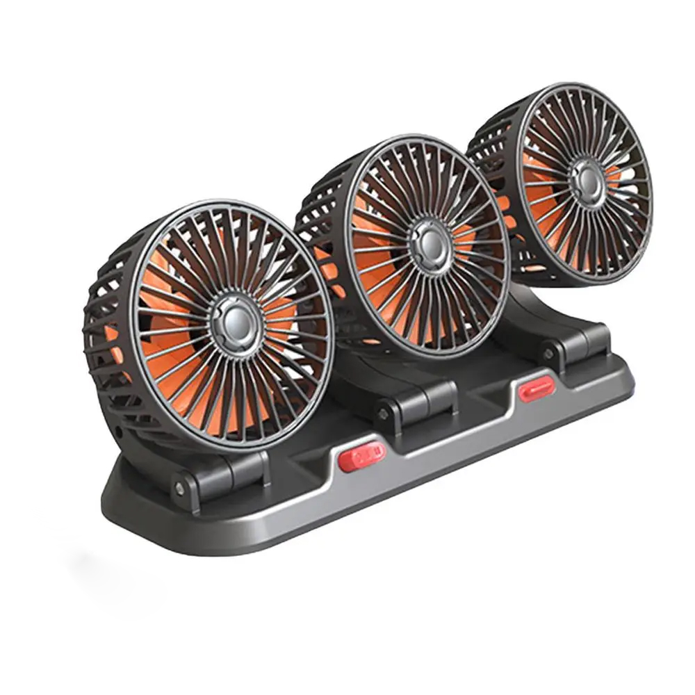 3 Head Car Cooling Fan Low Noise Fan 360 Degree Rotating Car Cooler Electric Fan