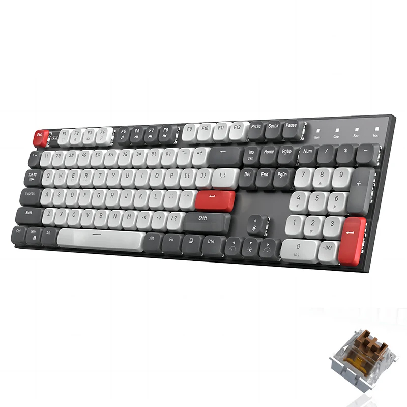 Gaming Keyboard 104-Key Three-Mode Bluetooth Wireless Keyboard