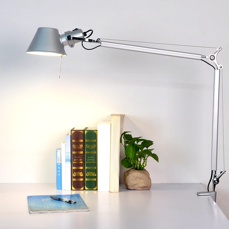 Modern Swing Long Arm Desk Lamp With Clip Study Clip LED Desk Lamp Office Reading